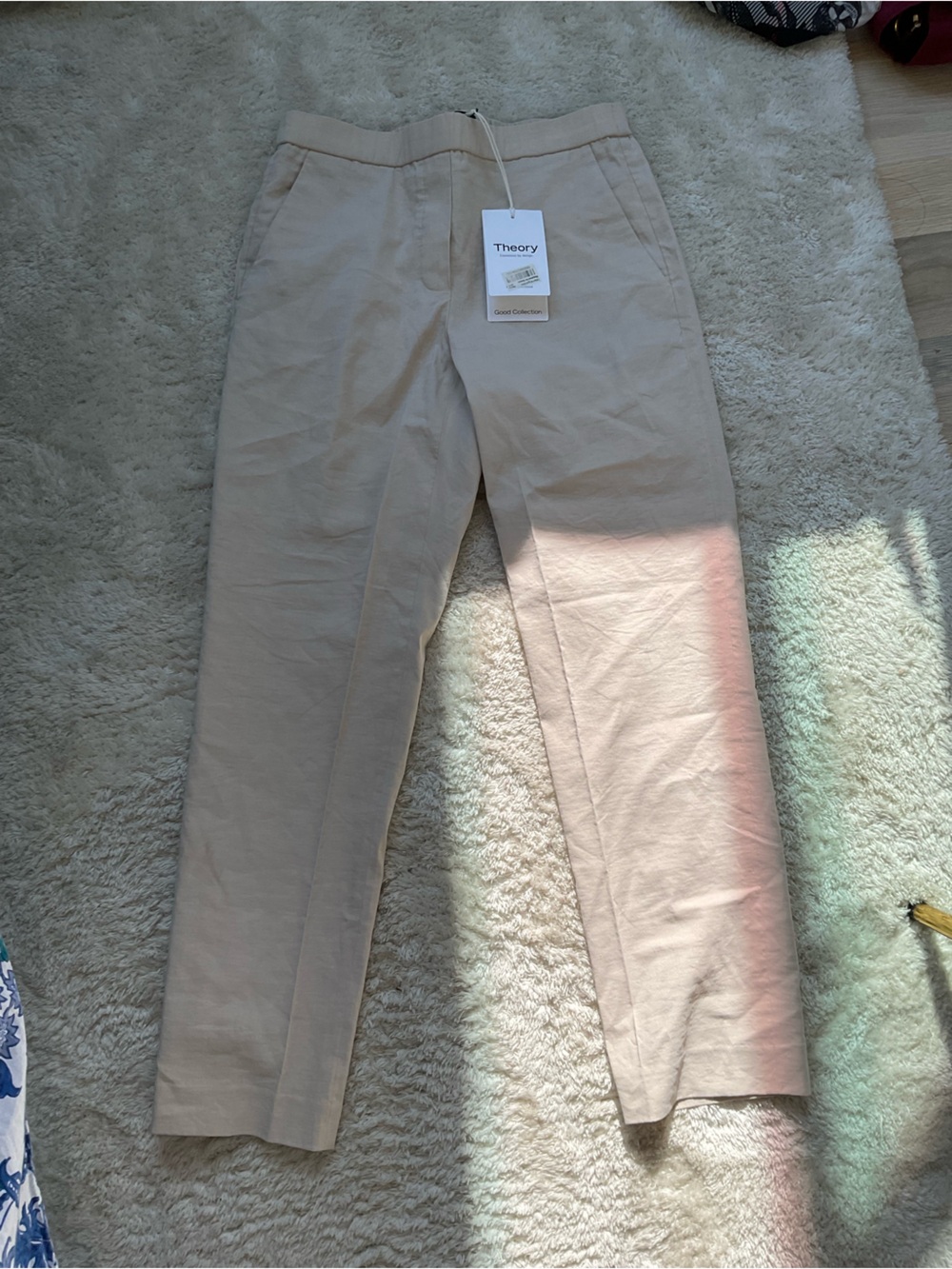 Theory Women’s Straight-Leg Chinos — Cream/Tan
